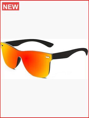 Rimless Mirrored One Piece Lens Sunglasses UV400 Protection
